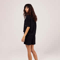 Lightweight Collared Knit Set - Black