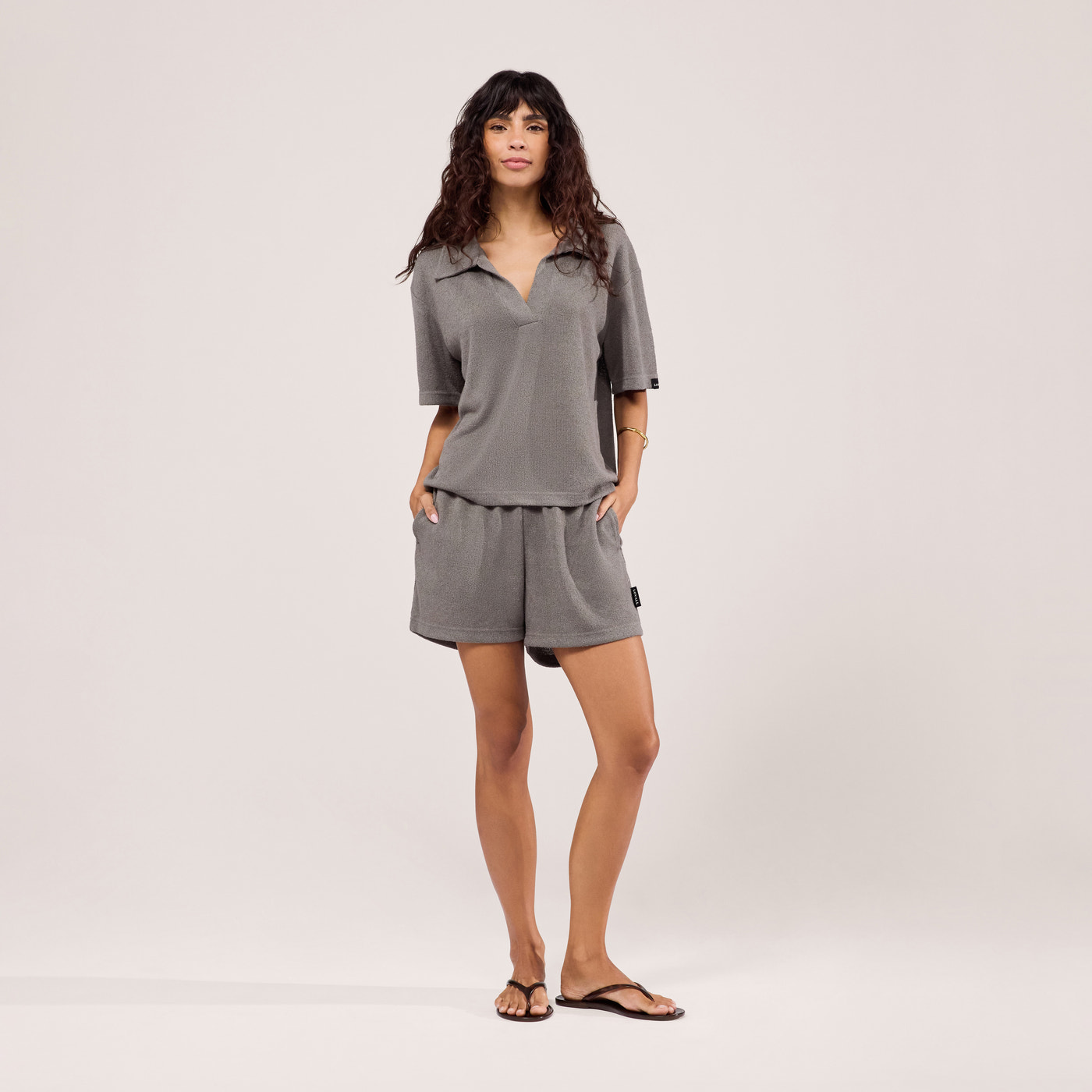 Lightweight Collared Knit Set - Slate Green