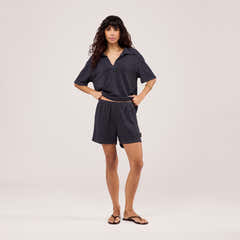 Lightweight Collared Knit Set - Vintage Navy
