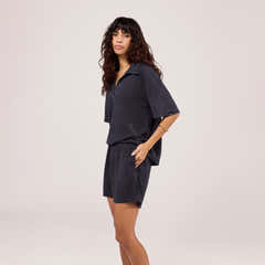 Lightweight Collared Knit Set - Vintage Navy
