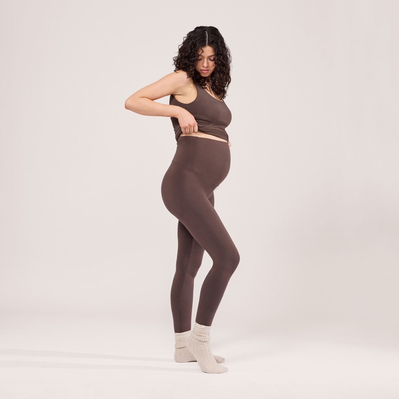 Maternity Lightweight Everyday Leggings - Espresso Brown