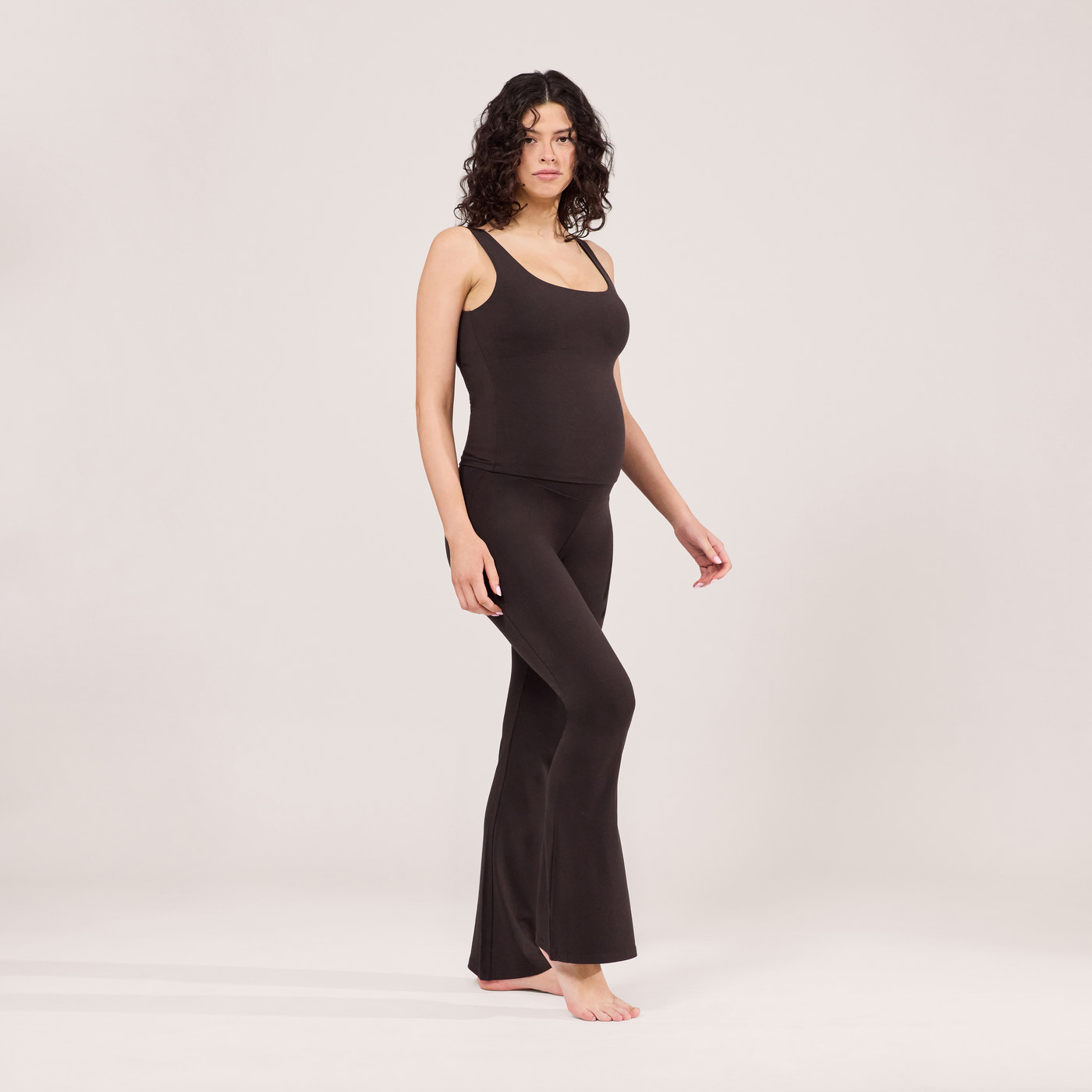 Maternity Lightweight Flare Leggings - Black Coffee