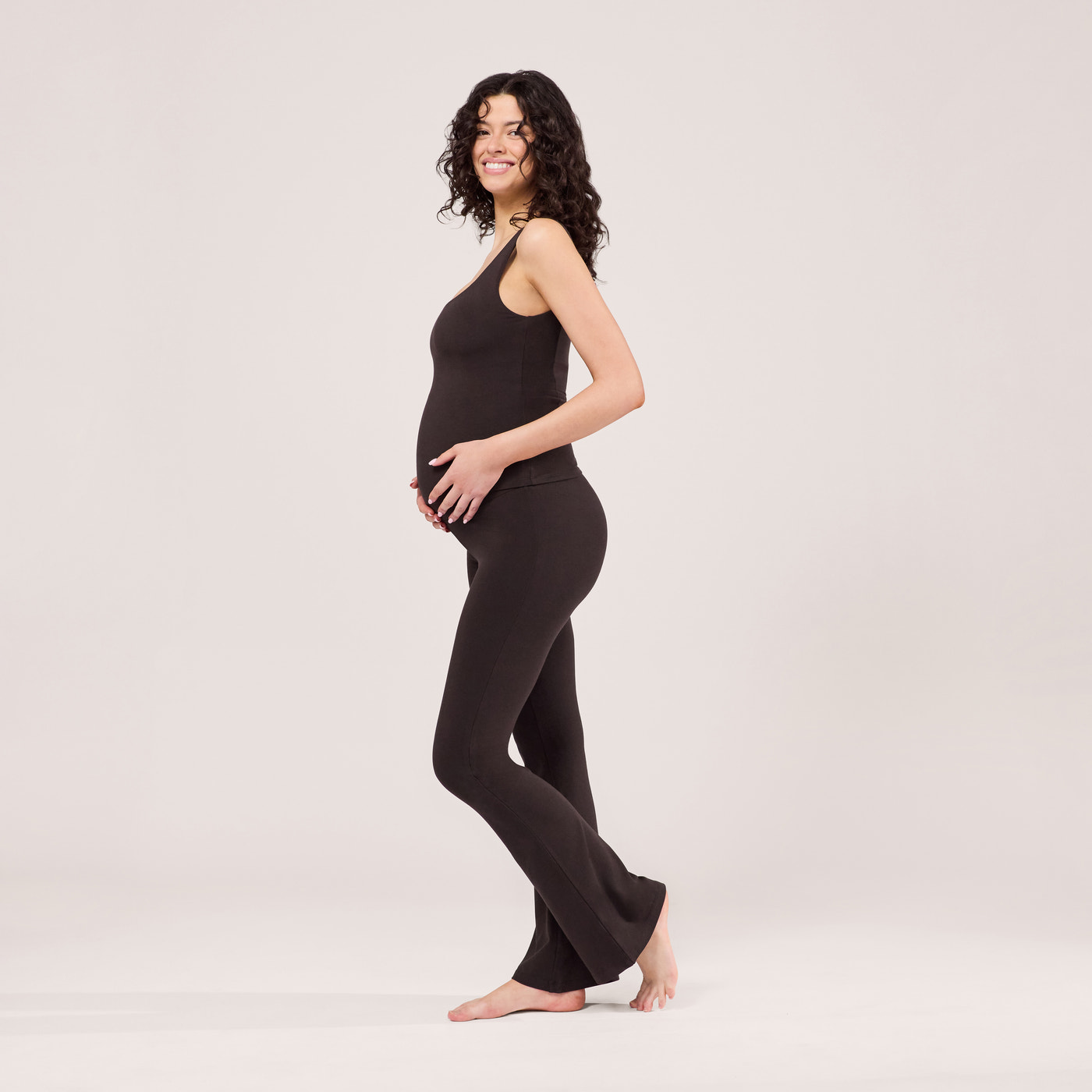 Maternity Lightweight Flare Leggings - Black Coffee