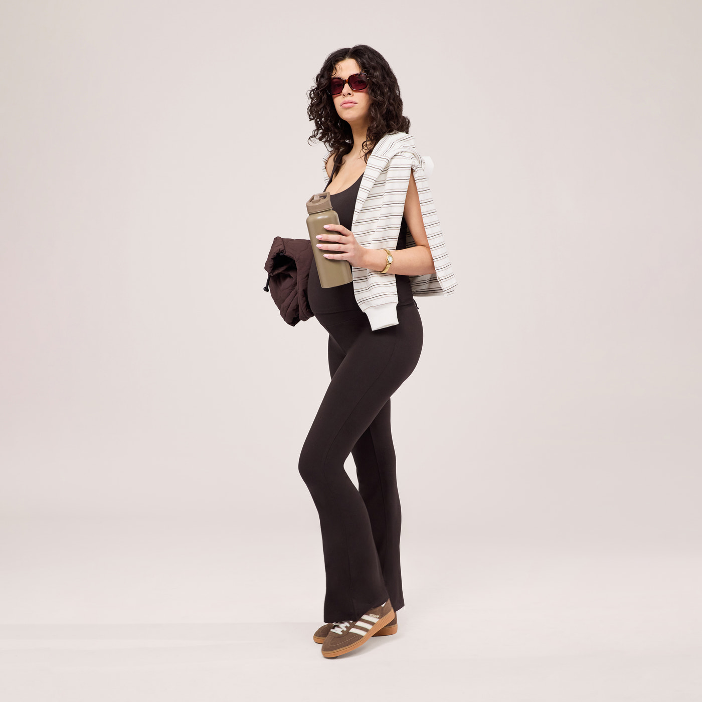 Maternity Lightweight Flare Leggings - Black Coffee
