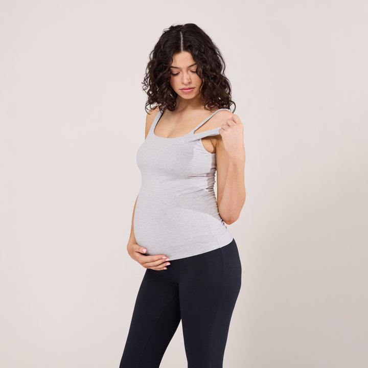 Maternity Lightweight Tank Top - Light Grey Marl