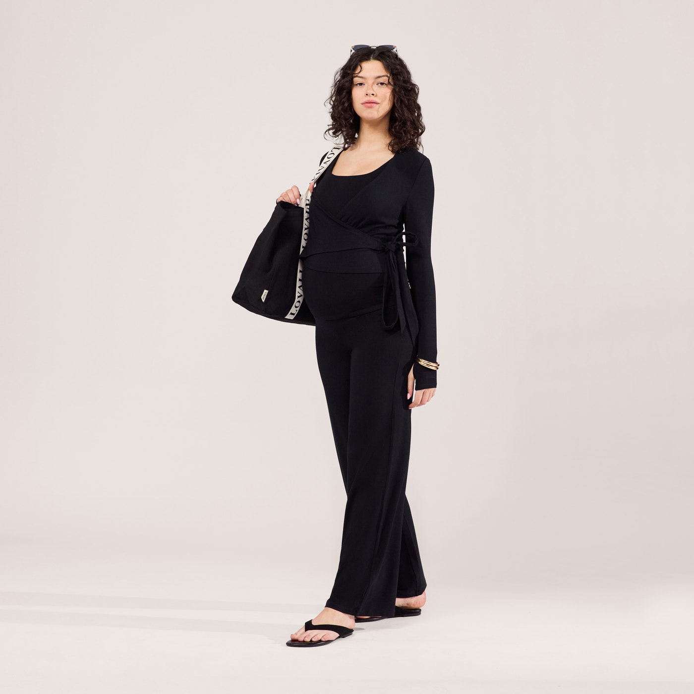 Maternity Lightweight Wide Leg Trousers - Black