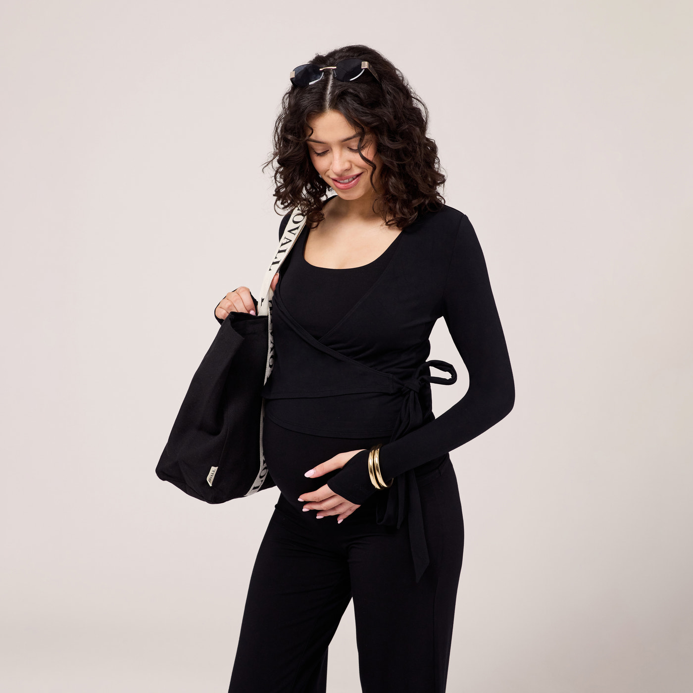 Maternity Lightweight Wide Leg Trousers - Black