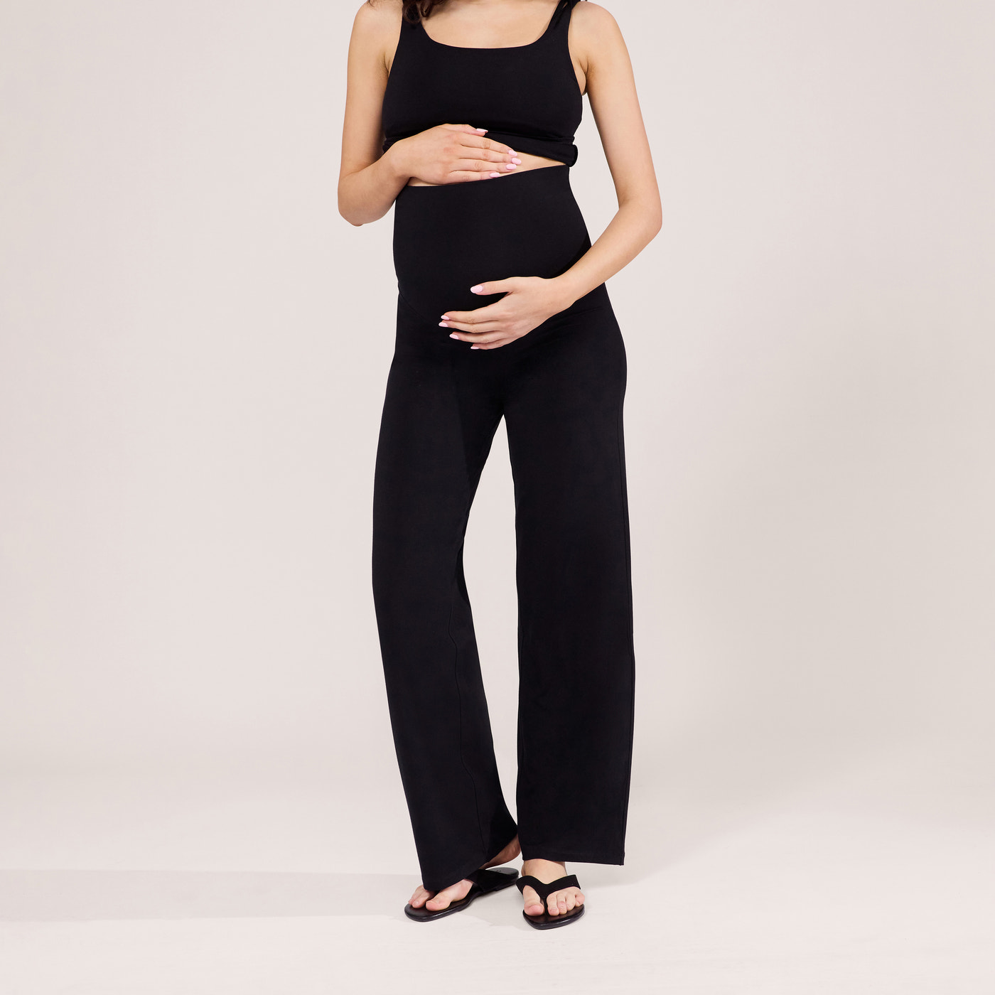 Maternity Lightweight Wide Leg Trousers - Black