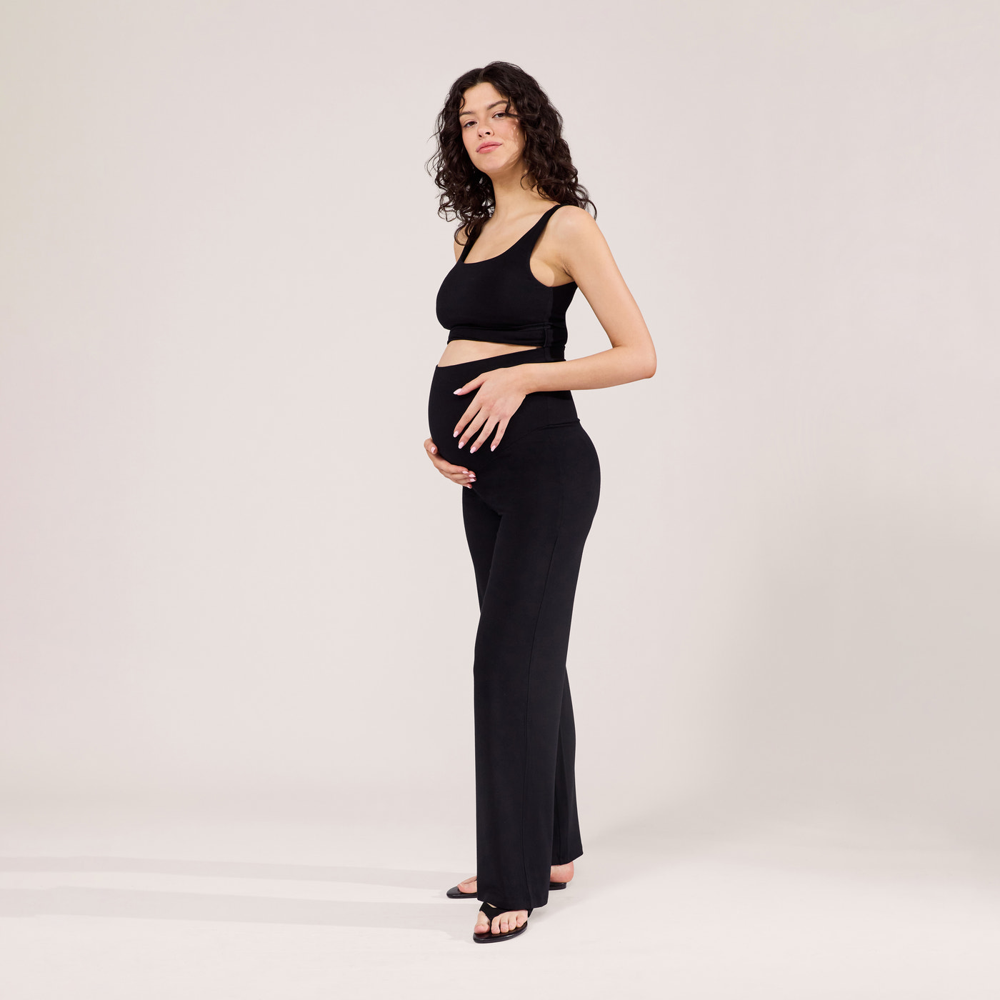 Maternity Lightweight Wide Leg Trousers - Black