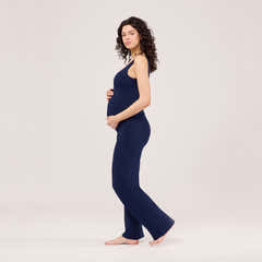 Maternity Lightweight Wide Leg Trousers - Navy