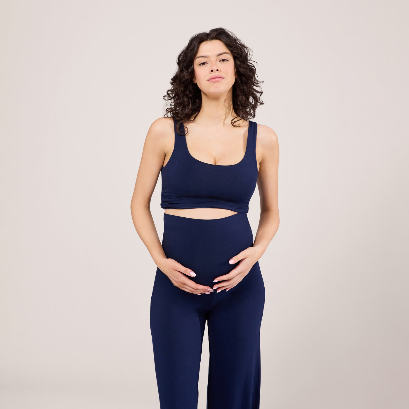 Maternity Lightweight Wide Leg Trousers - Navy
