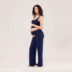 Maternity Lightweight Wide Leg Trousers - Navy