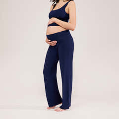 Maternity Lightweight Wide Leg Trousers - Navy