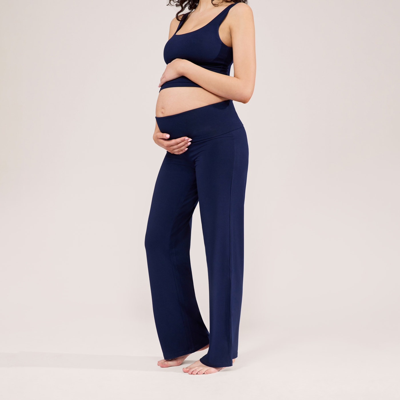 Maternity Lightweight Wide Leg Trousers - Navy