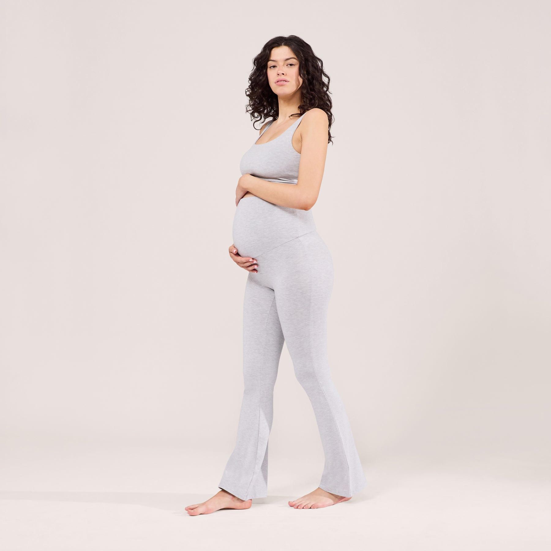 Maternity Lightweight Flare Leggings - Light Grey Marl