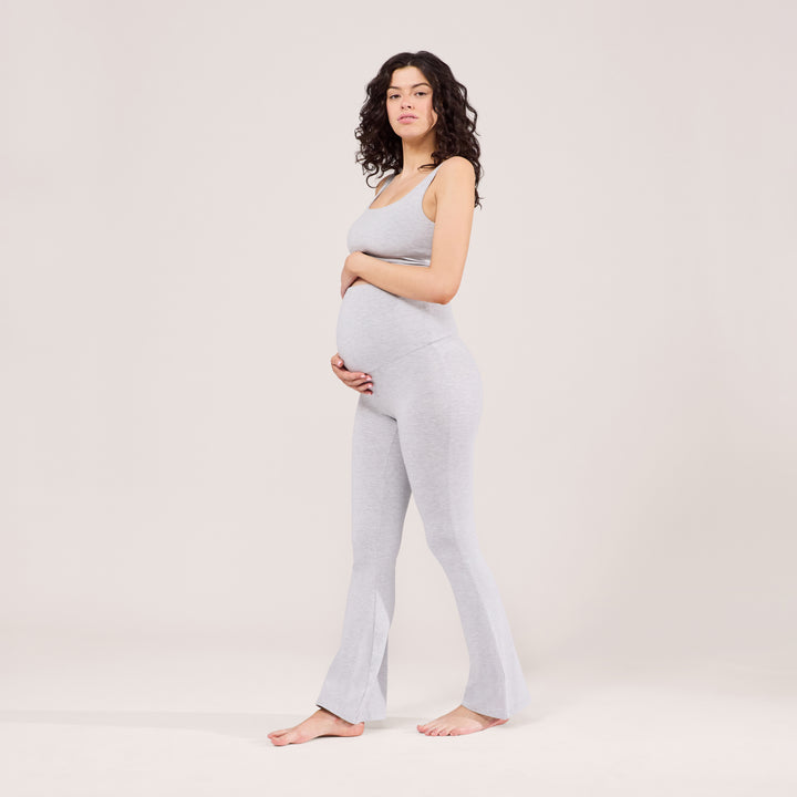 Maternity Lightweight Flare Leggings - Light Grey Marl