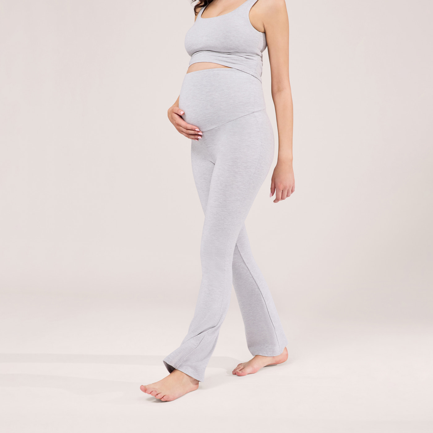 Maternity Lightweight Flare Leggings - Light Grey Marl