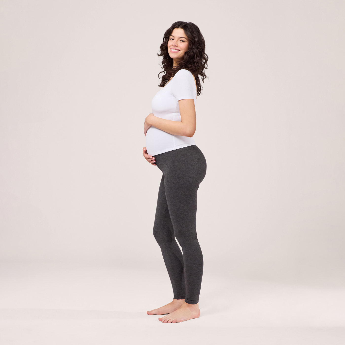 Maternity Lightweight Everyday Leggings - Dark Grey Marl