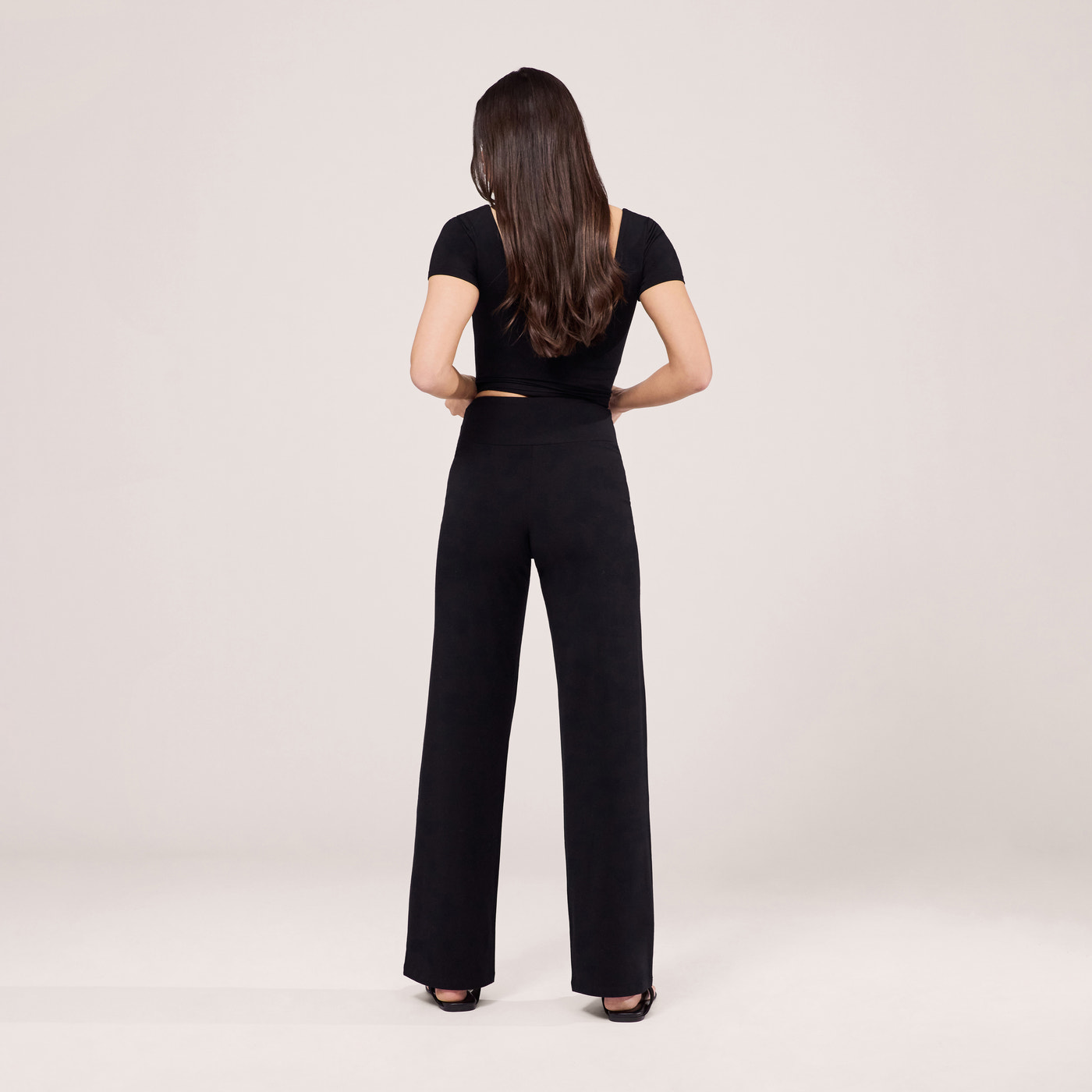 Lightweight Wide Leg Trousers - Black