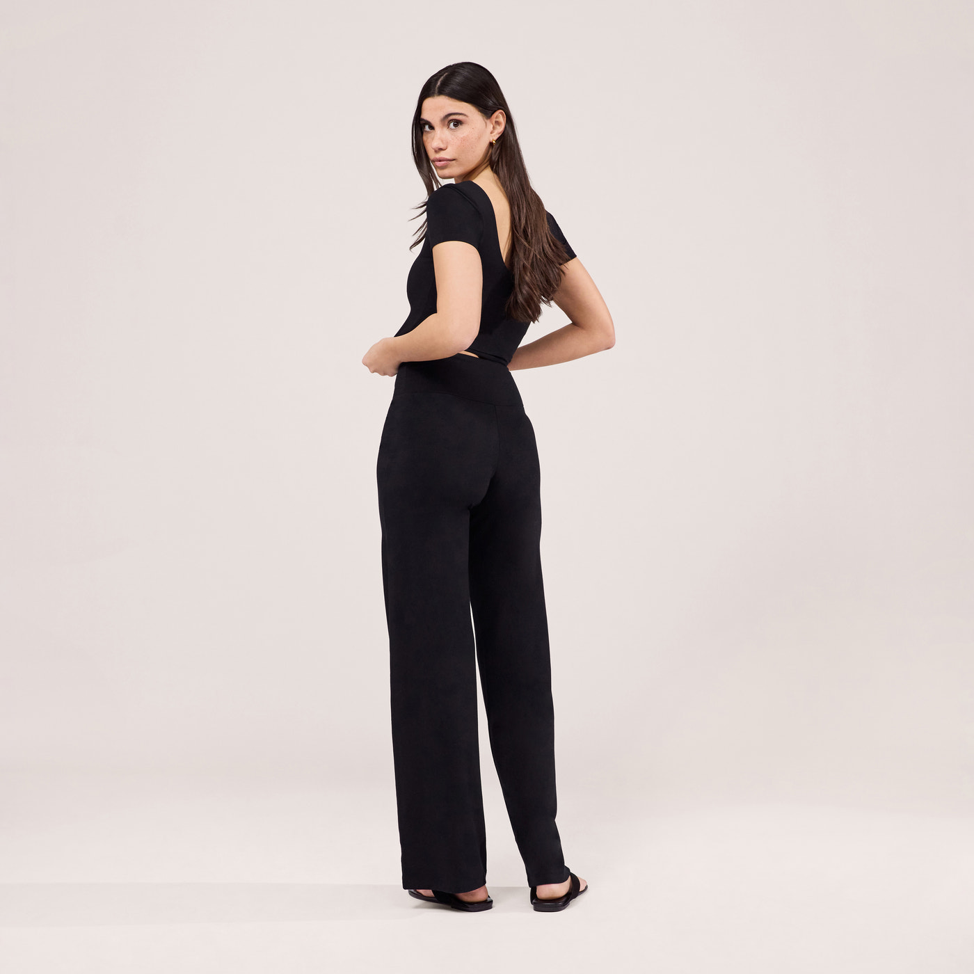 Lightweight Wide Leg Trousers - Black