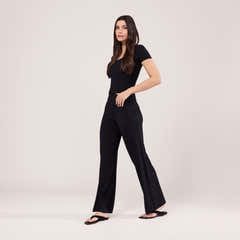 Lightweight Wide Leg Trousers - Black