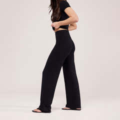 Lightweight Wide Leg Trousers - Black