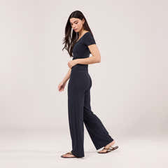 Lightweight Wide Leg Trousers - Vintage Navy