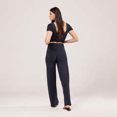 Lightweight Wide Leg Trousers - Vintage Navy