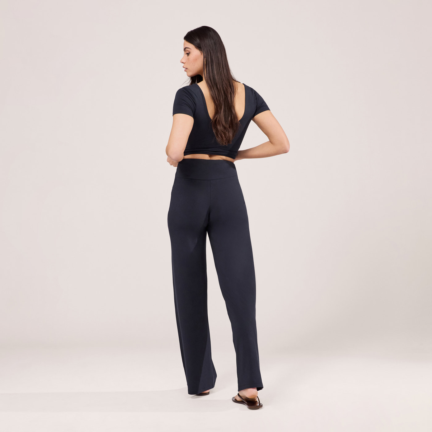 Lightweight Wide Leg Trousers - Vintage Navy