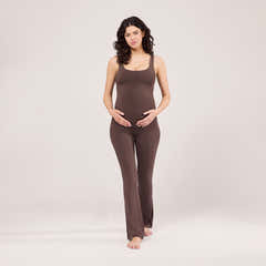 Maternity lightweight Flare Leggings - Espresso Brown
