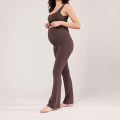 Maternity lightweight Flare Leggings - Espresso Brown
