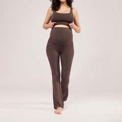 Maternity lightweight Flare Leggings - Espresso Brown