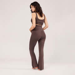 Maternity lightweight Flare Leggings - Espresso Brown