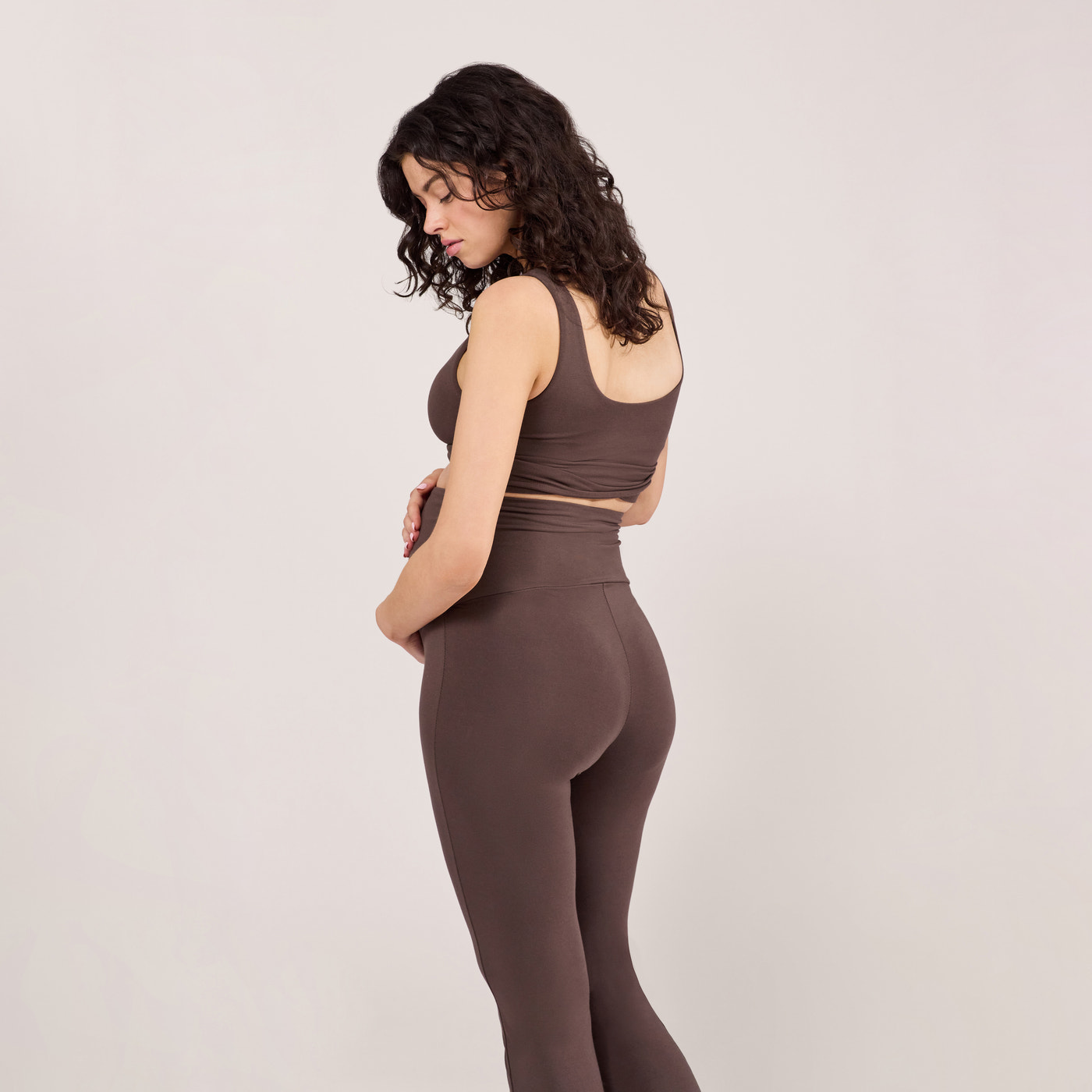Maternity lightweight Flare Leggings - Espresso Brown