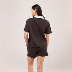 Collared Top Set - Black Coffee