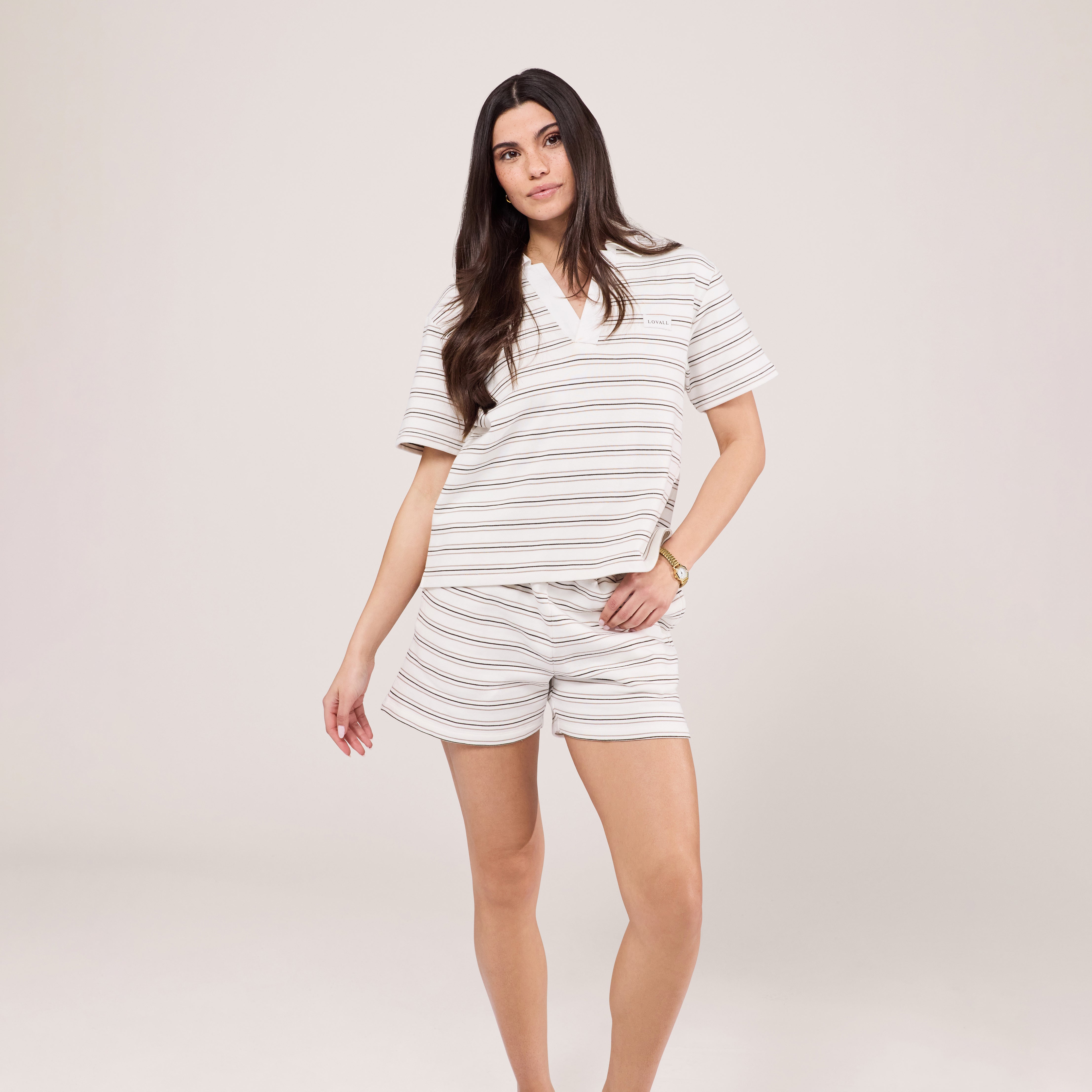 Collared Top Set - Stone Stripe