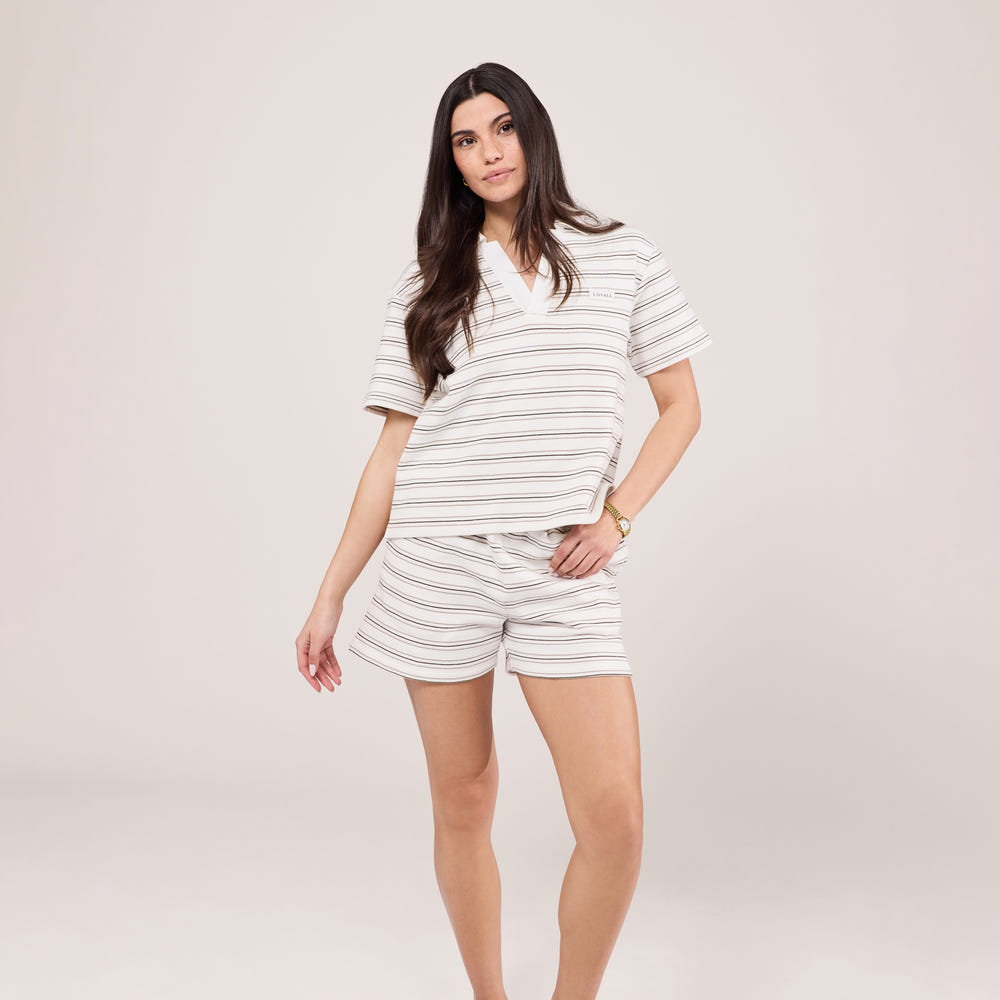 Collared Top Set - Stone Stripe