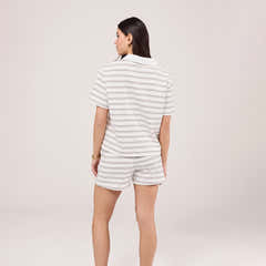 Collared Top Set - Stone Stripe