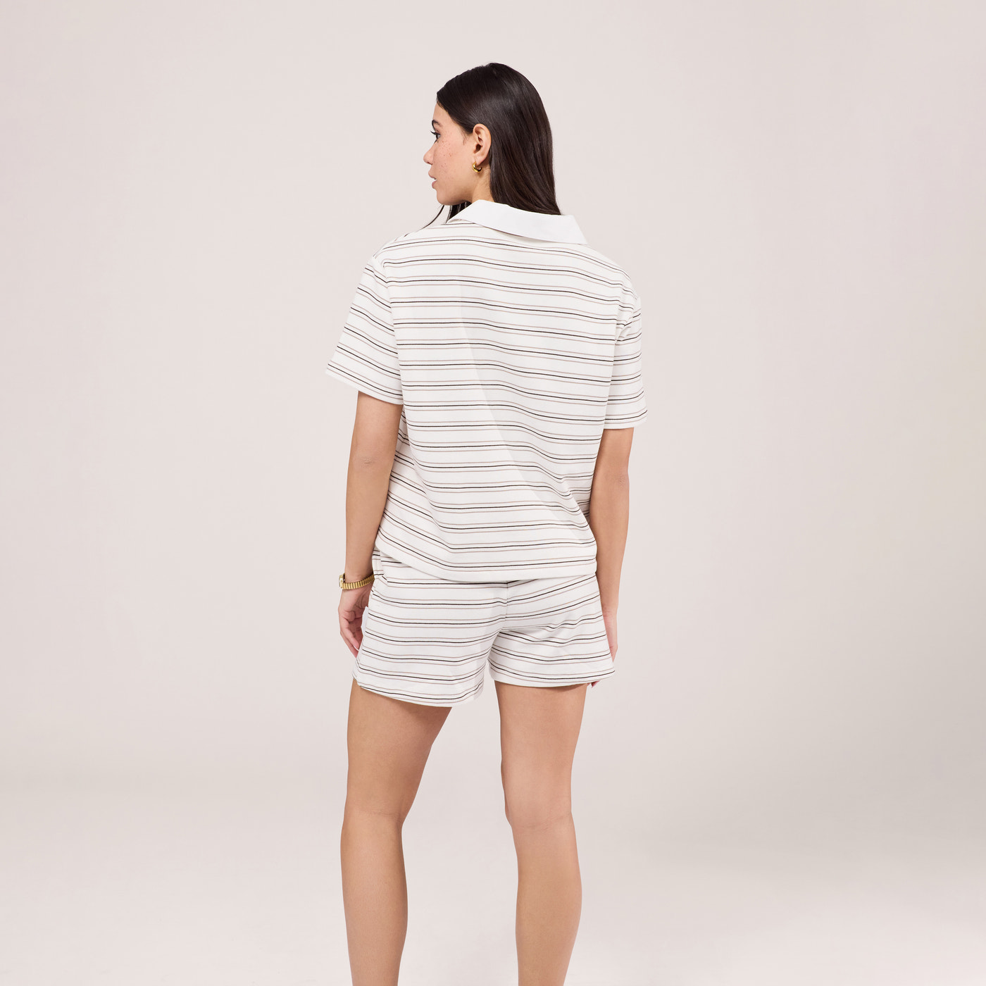 Collared Top Set - Stone Stripe