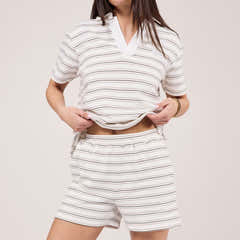 Collared Top Set - Stone Stripe