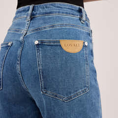 Stretch Wide Leg Jeans - Mid Blue