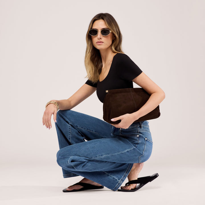 Stretch Wide Leg Jeans - Mid Blue