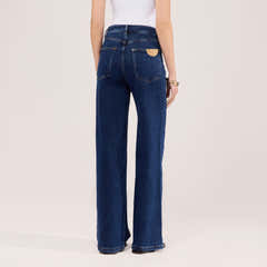 Stretch Wide Leg Jeans - Dark Blue