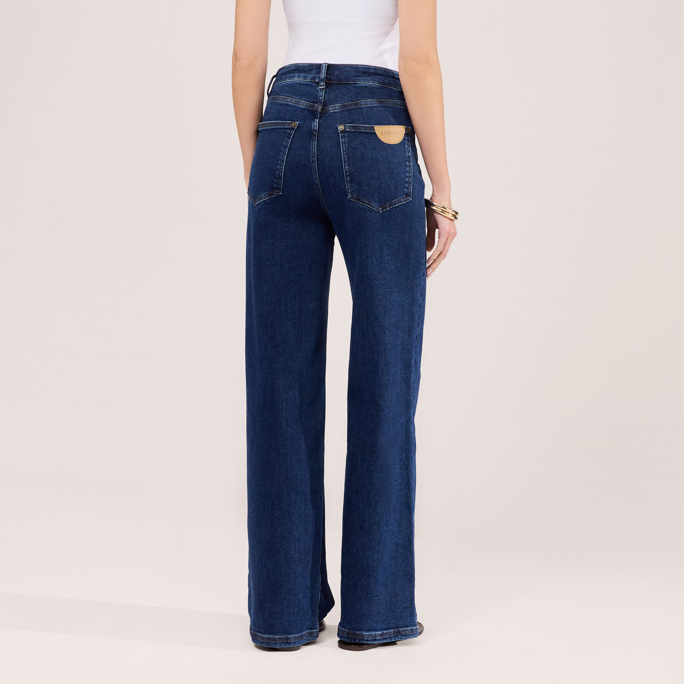 Stretch Wide Leg Jeans - Dark Blue