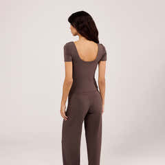 Lightweight Short Sleeve Top - Espresso Brown