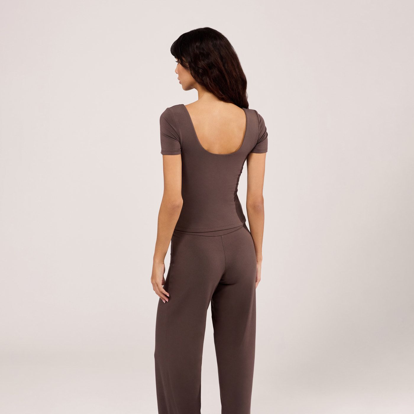 Lightweight Short Sleeve Top - Espresso Brown