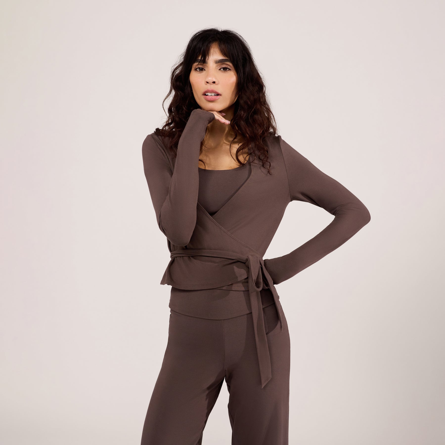 Lightweight Wrap Top - Espresso Brown