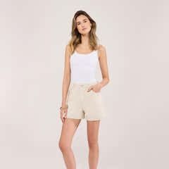 Stretch Denim Shorts - Ecru