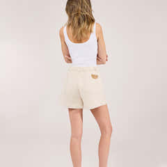 Stretch Denim Shorts - Ecru