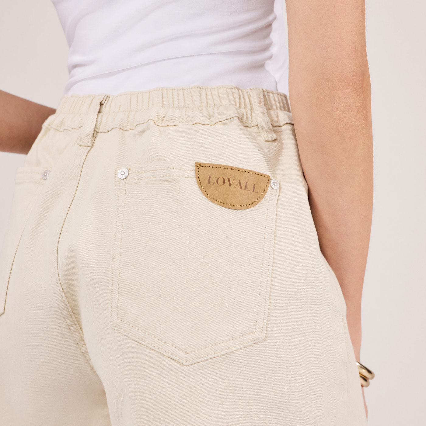 Stretch Denim Shorts - Ecru